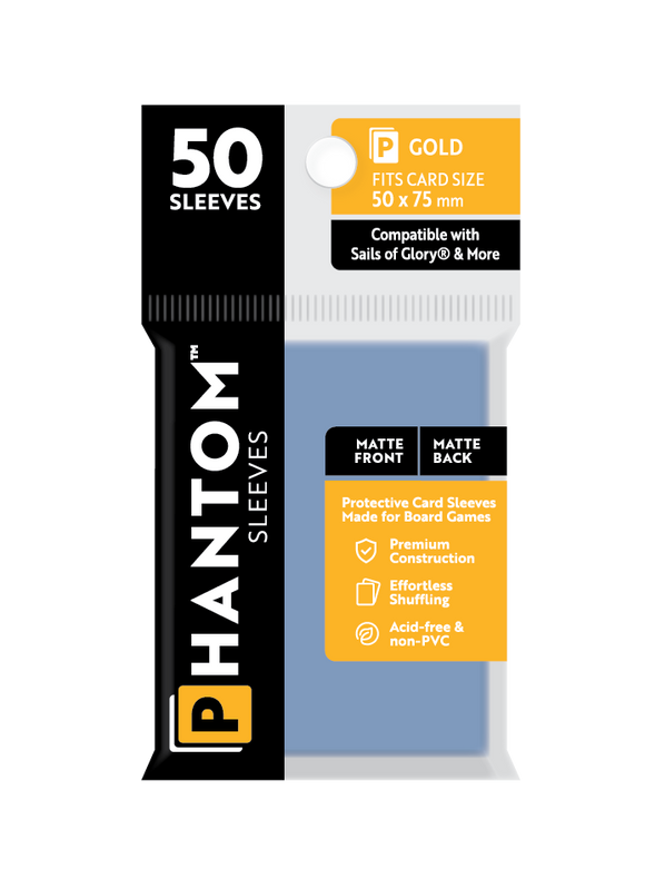 Phantom Sleeves: Gold Size (50mm x 75mm) 50 ct - Bards & Cards
