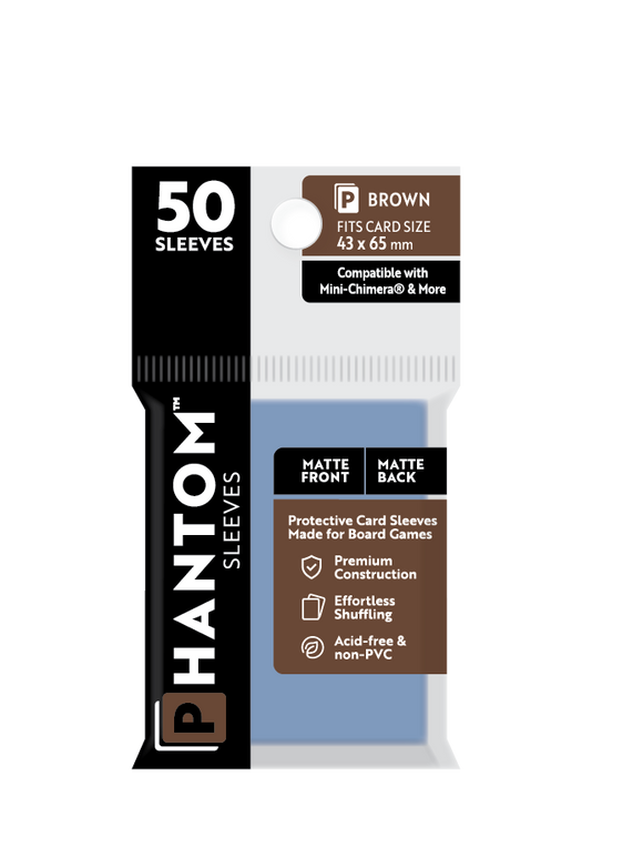 Phantom Sleeves: Brown Size (43mm x 65mm) 50 ct - Bards & Cards