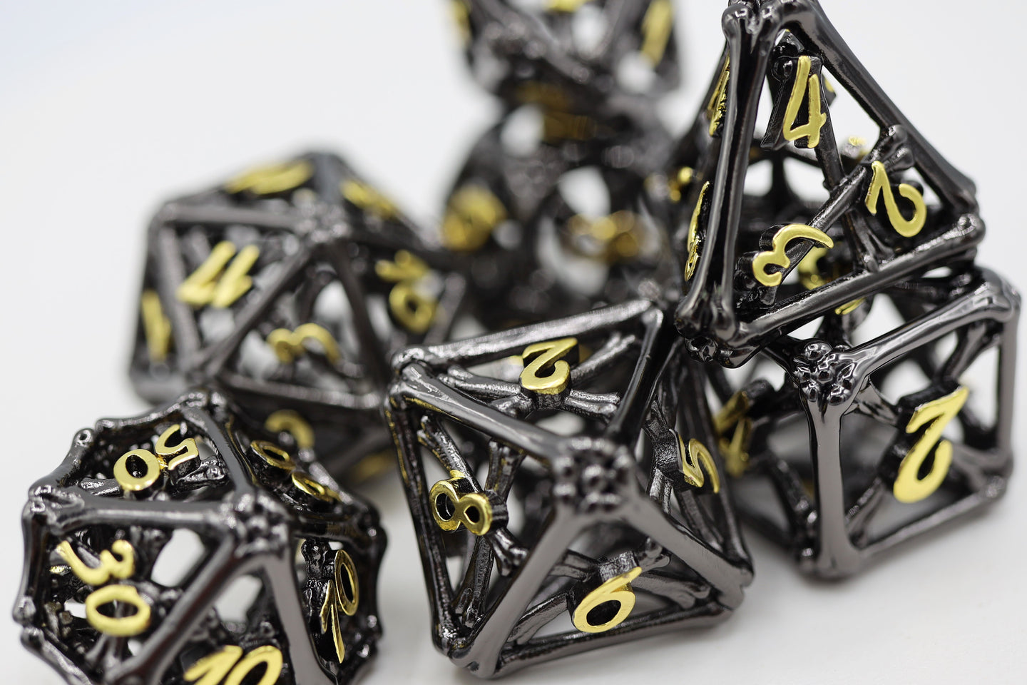 Night Bones - Hollow Metal Dice Set - Bards & Cards