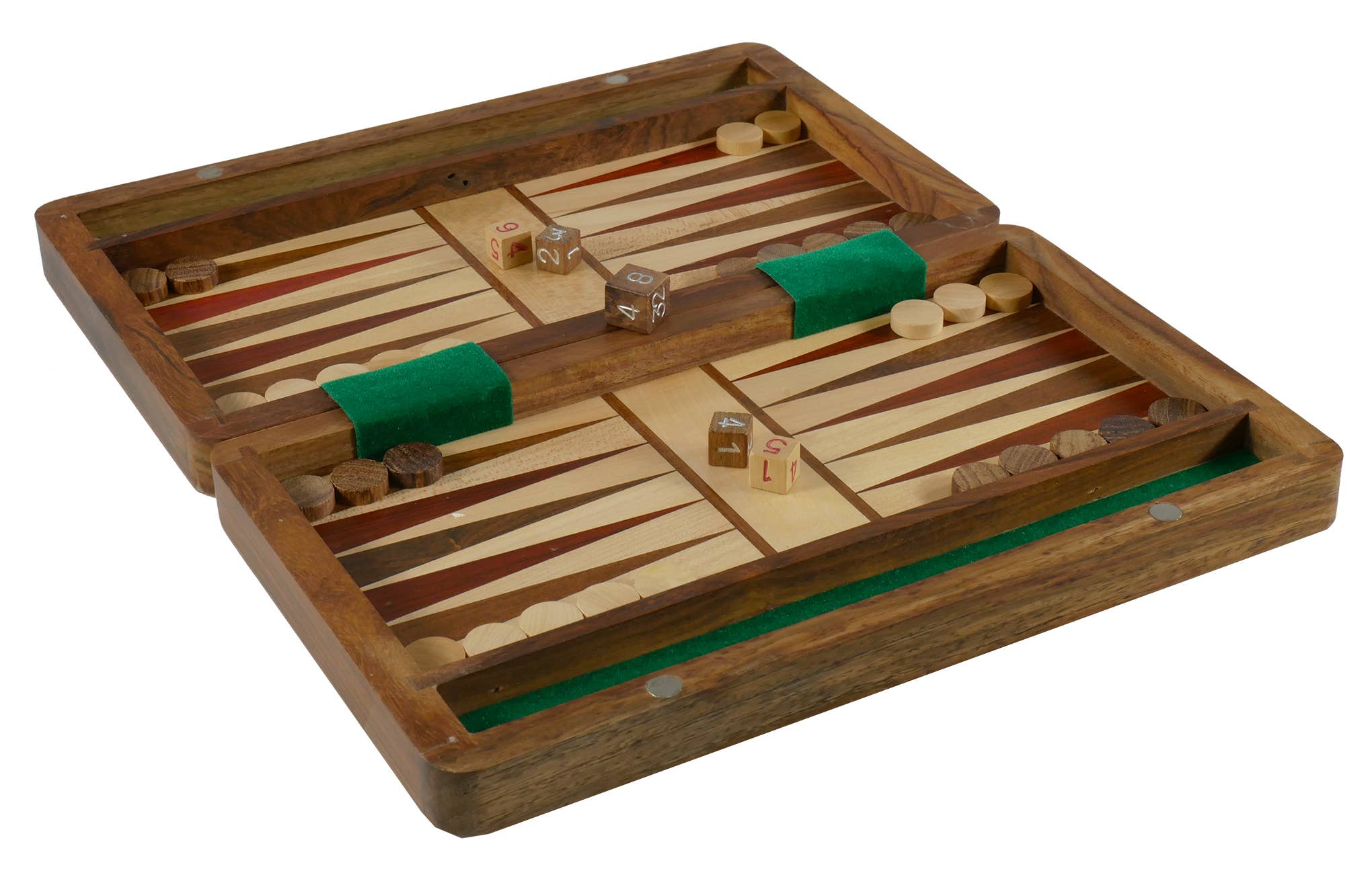 Backgammon Set - Wood 10" Folding Backgammon - Bards & Cards