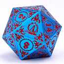 Wizard Solid Metal Polyhedral Dice Set - Blue with Red - Bards & Cards