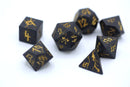 Matt Black with Gold Barbarian Dice Set - Bards & Cards