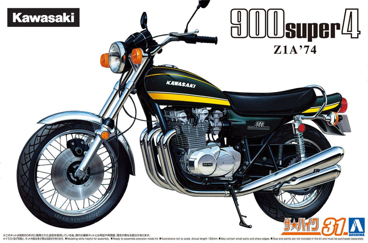 Aoshima: 1/12 Kawasaki Z1A 900 Super4 '74 Scale Model Kit #31 - 0