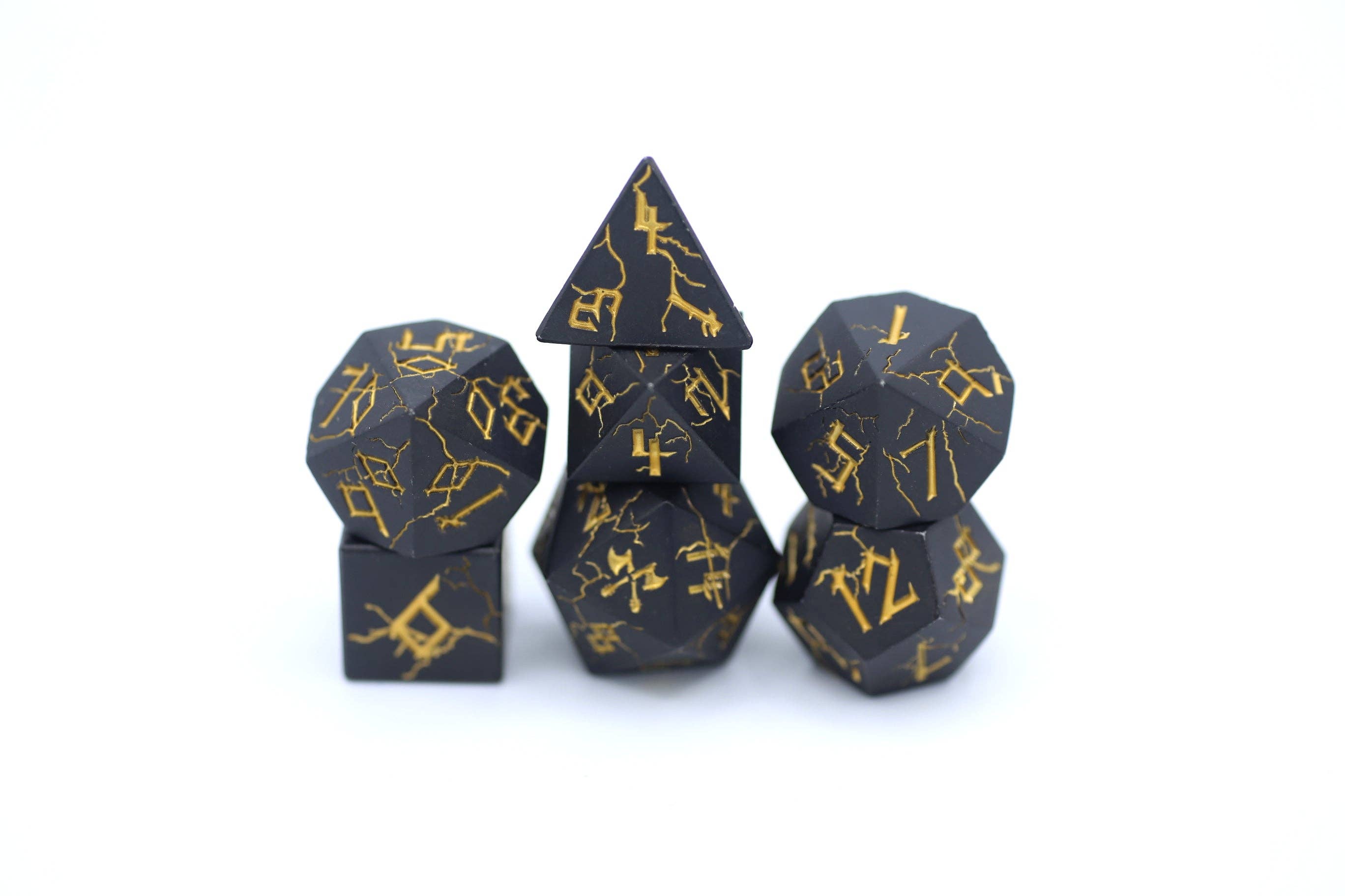 Matt Black with Gold Barbarian Dice Set