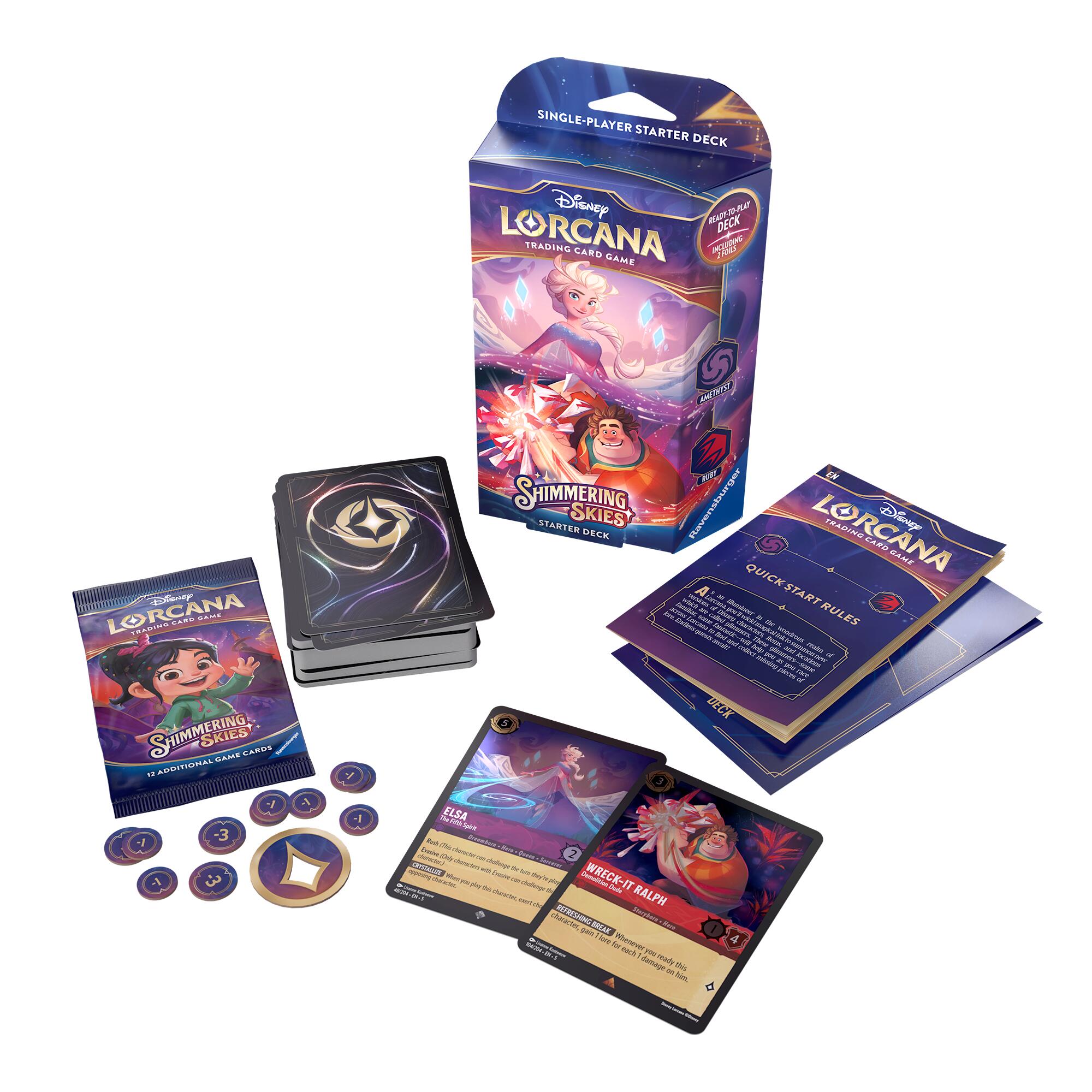 Disney Lorcana: Shimmering Skies - Starter Deck (Amethyst & Ruby) - Bards & Cards