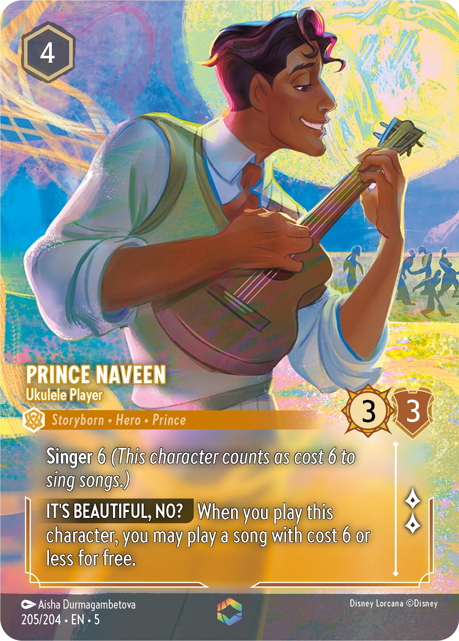 Prince Naveen - Ukulele Player (Enchanted) (205/204) - Shimmering Skies Holofoil
