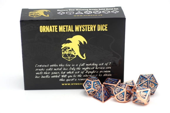 Solid Metal Molded Mystery Box Dice Set - Bards & Cards