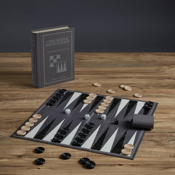 Checkers & Backgammon - Vintage Bookshelf Edition - Bards & Cards