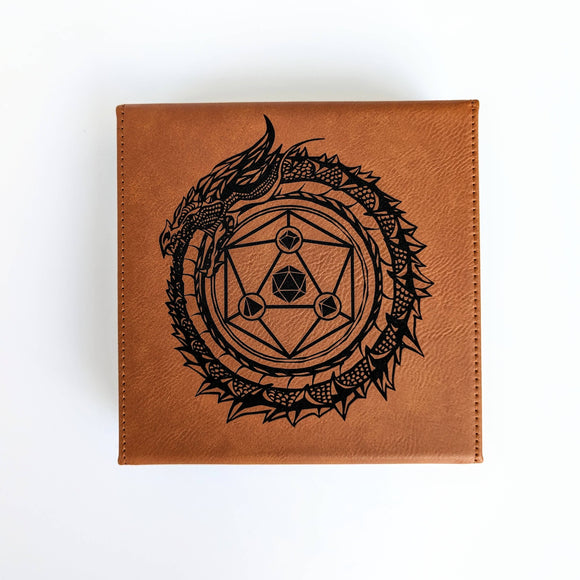 Dragon Circle  - D&D - Vegan Leather Dice Box - Bards & Cards