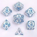 Wizard Solid Metal Polyhedral Dice Set - Silver with Blue - Bards & Cards