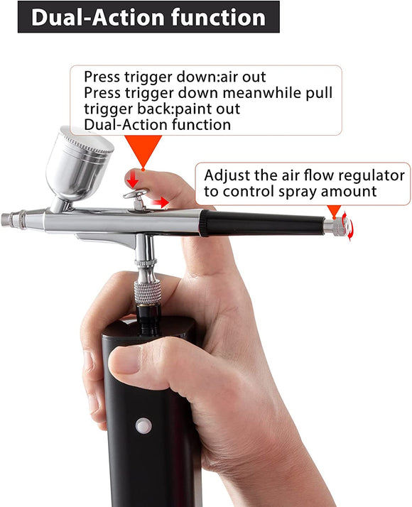 Cordless Airbrush Kit - High Pressure Mini Air Brush Gun Set - Ideal for Miniature & Terrain Wargaming Paint Jobs - Bards & Cards