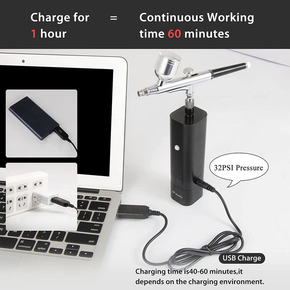 Cordless Airbrush Kit - High Pressure Mini Air Brush Gun Set - Ideal for Miniature & Terrain Wargaming Paint Jobs - Bards & Cards