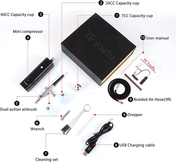 Cordless Airbrush Kit - High Pressure Mini Air Brush Gun Set - Ideal for Miniature & Terrain Wargaming Paint Jobs - Bards & Cards