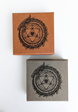 Dragon Circle  - D&D - Vegan Leather Dice Box - Bards & Cards