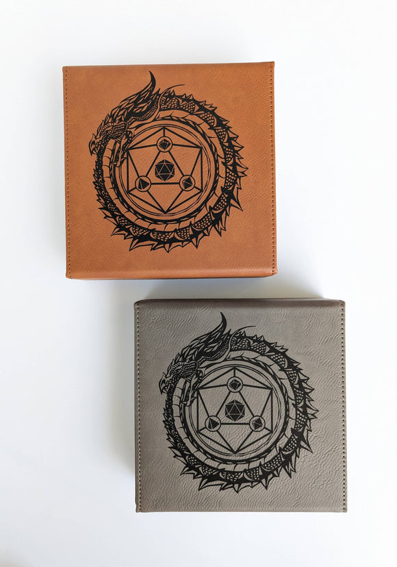 Dragon Circle  - D&D - Vegan Leather Dice Box - Bards & Cards