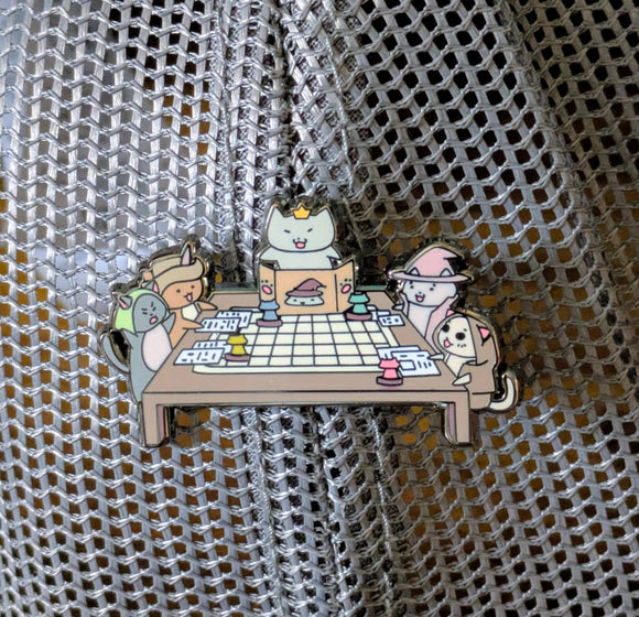 Cats Playing Tabletop RPG Enamel Pin - Bards & Cards