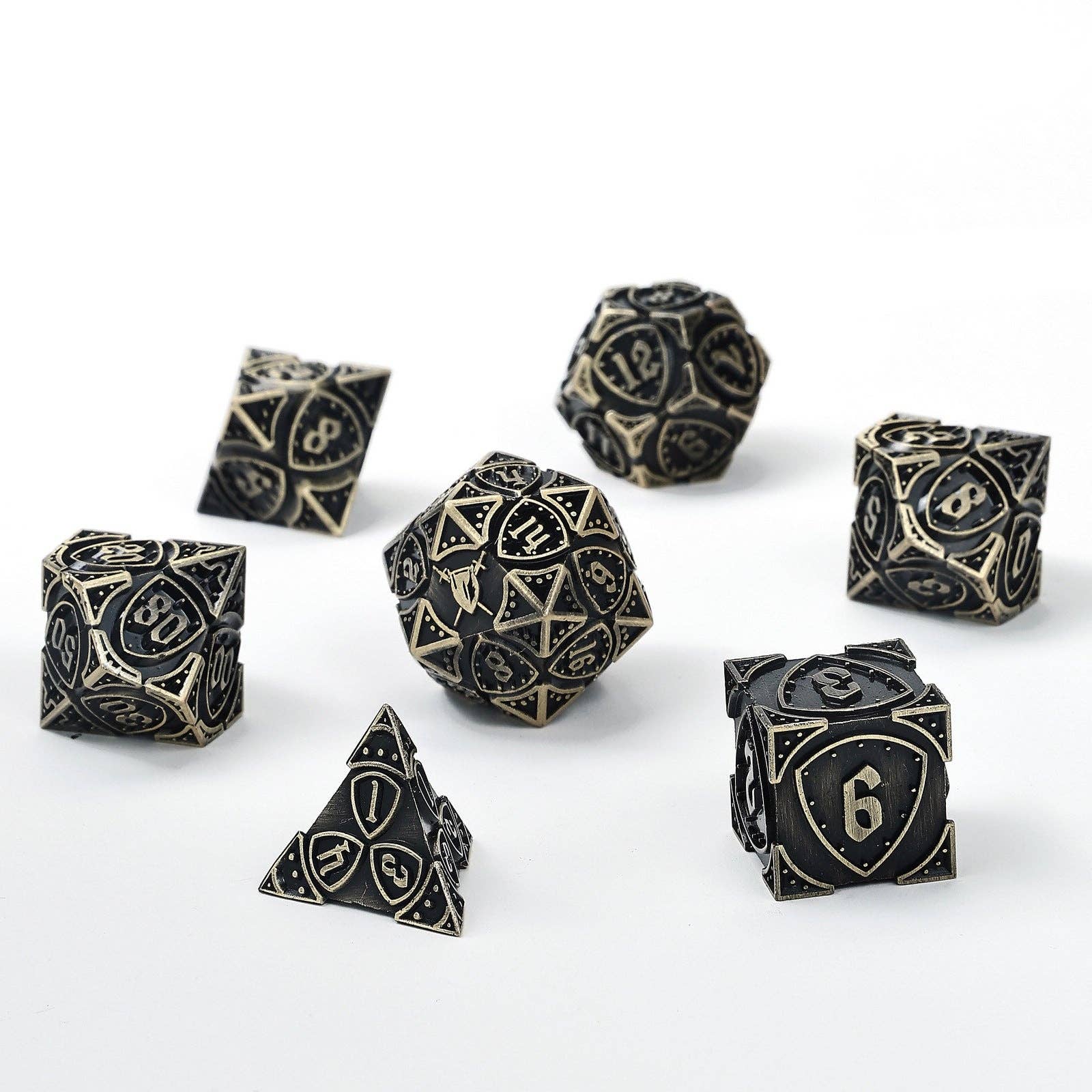 Solid Metal Fighter Class RPG Dice Set - Ancient Bronze