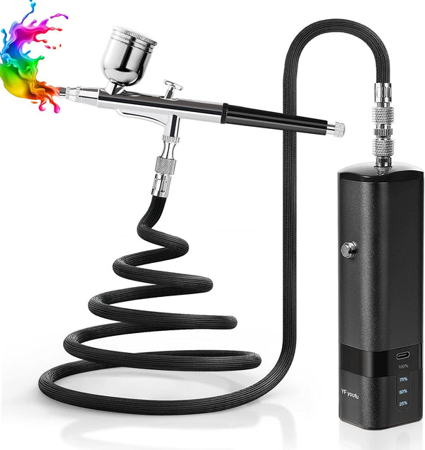 Cordless Airbrush Kit - High Pressure Mini Air Brush Gun Set - Ideal for Miniature & Terrain Wargaming Paint Jobs - Bards & Cards