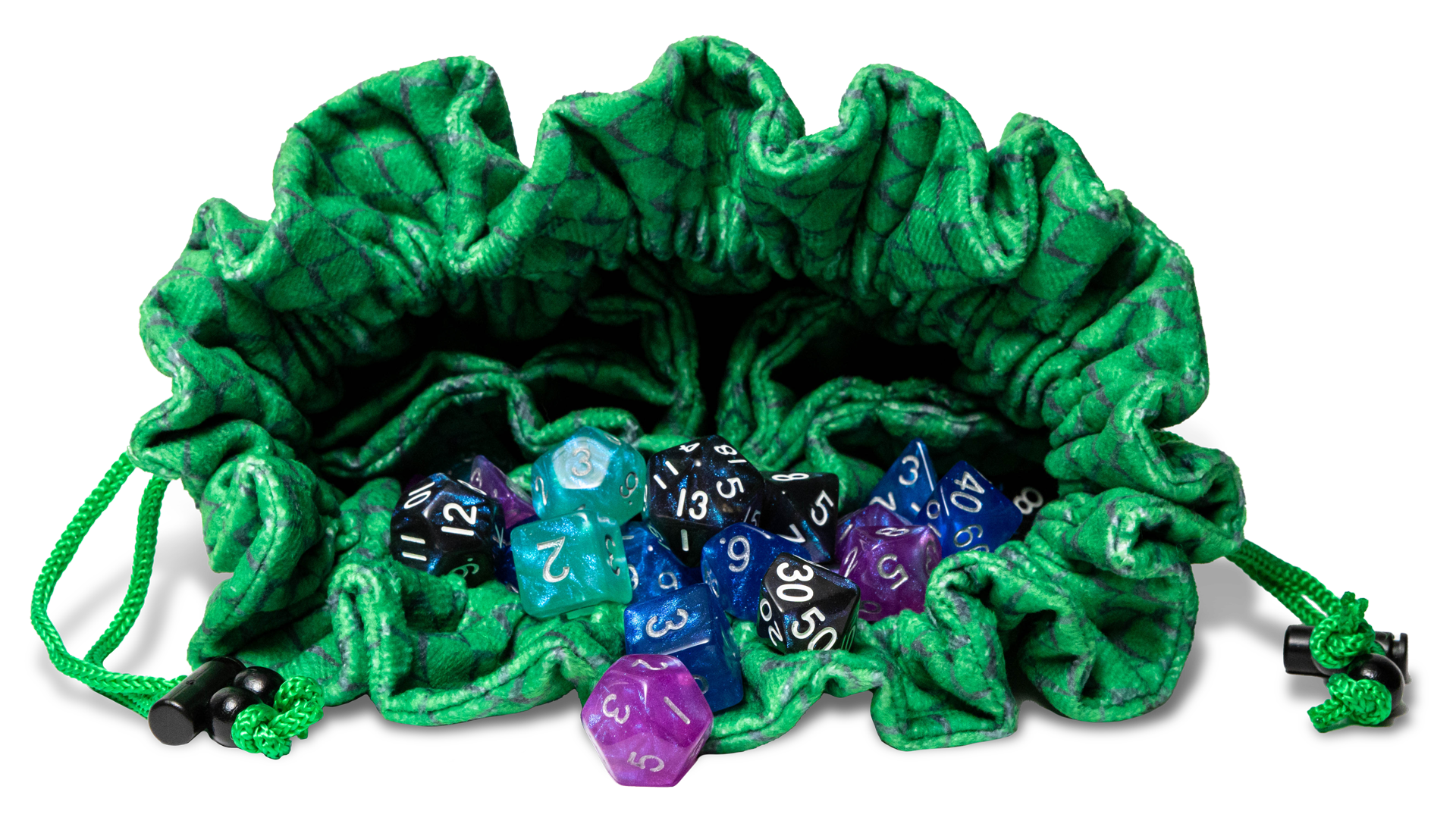 Dragon Storm Velvet Compartment Dice Bag Green Dragon Scales