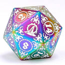 Wizard Solid Metal Polyhedral Dice Set - Rainbow with White - Bards & Cards