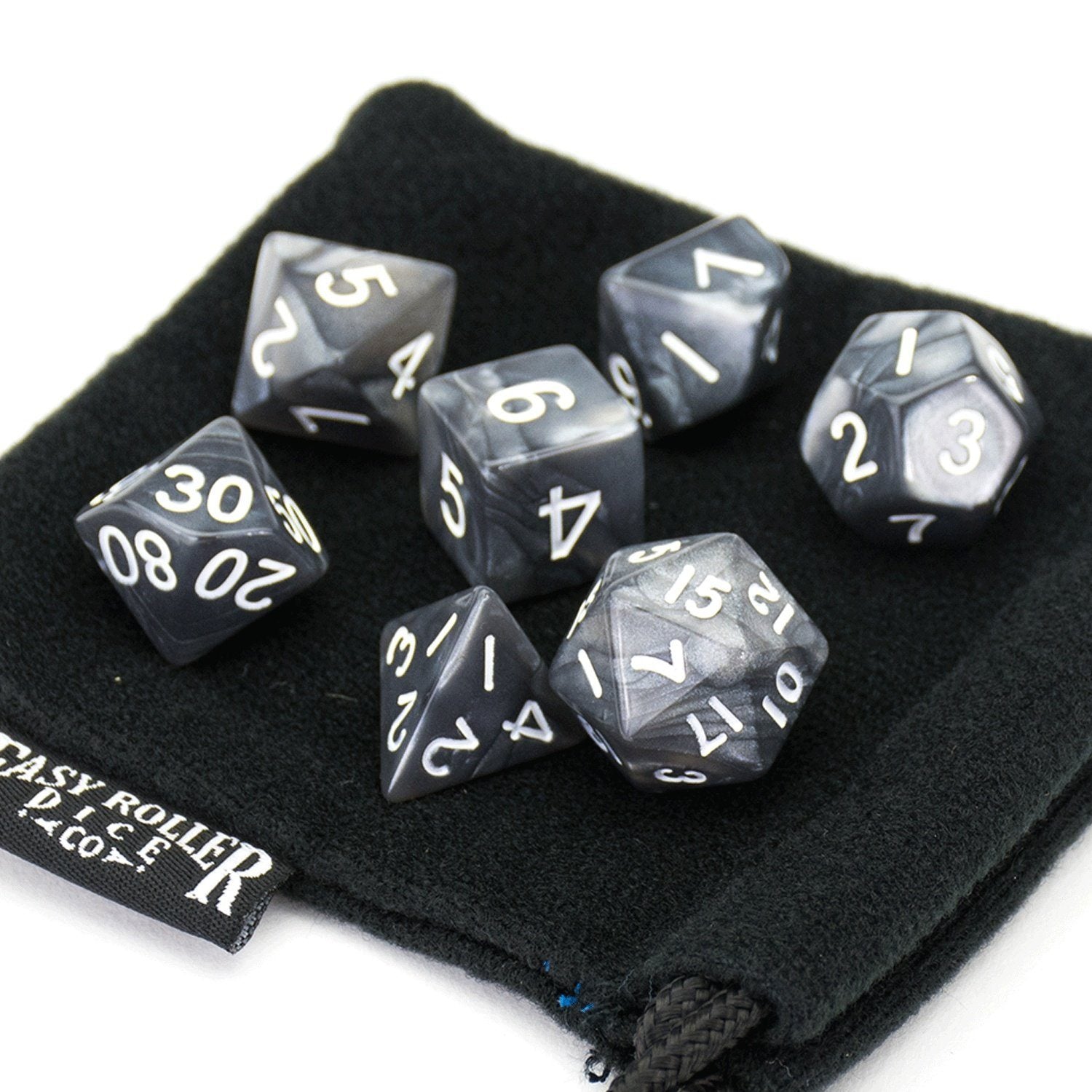 Black Smoke Dice - 7 Piece Set - Bards & Cards