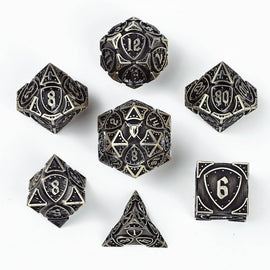 Solid Metal Fighter Class RPG Dice Set - Ancient Bronze - Bards & Cards