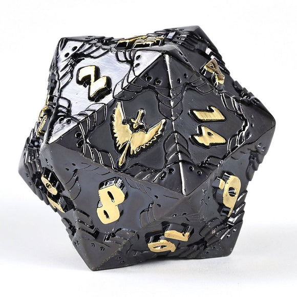 Solid Metal Paladin Class RPG Dice Set - Gunmetal w/ Gold - Bards & Cards