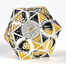 Solid Metal Fighter Class RPG Dice Set - Silver/Yellow/Black - Bards & Cards