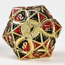 Solid Metal Fighter Class RPG Dice Set - Gold w/ Red & Black - Bards & Cards