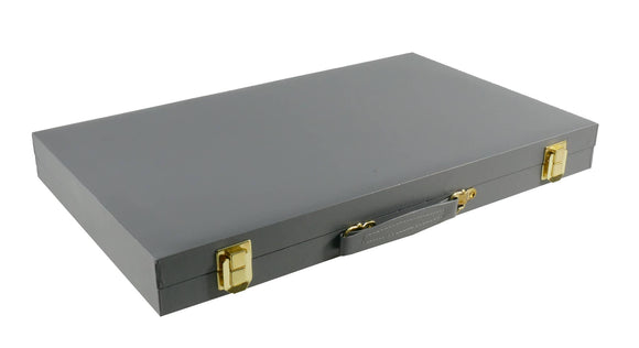 Backgammon- 15" Grey Vinyl Backgammon Set - Bards & Cards
