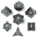 Solid Metal Paladin Class RPG Dice Set - Gunmetal w/ Gold - Bards & Cards