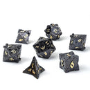 Solid Metal Paladin Class RPG Dice Set - Gunmetal w/ Gold - Bards & Cards