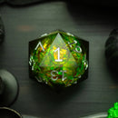 Massive Green Liquid Core 95MM Chonk Handmade Resin Dice And Box - Bards & Cards