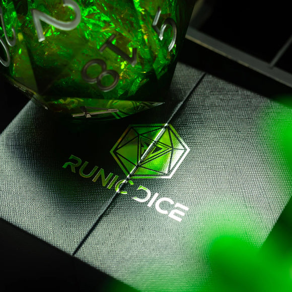 Massive Green Liquid Core 95MM Chonk Handmade Resin Dice And Box - Bards & Cards