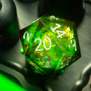 Massive Green Liquid Core 95MM Chonk Handmade Resin Dice And Box - Bards & Cards