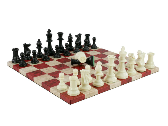 Chess Set - Tournament Chessmen on Faux Leather Boards