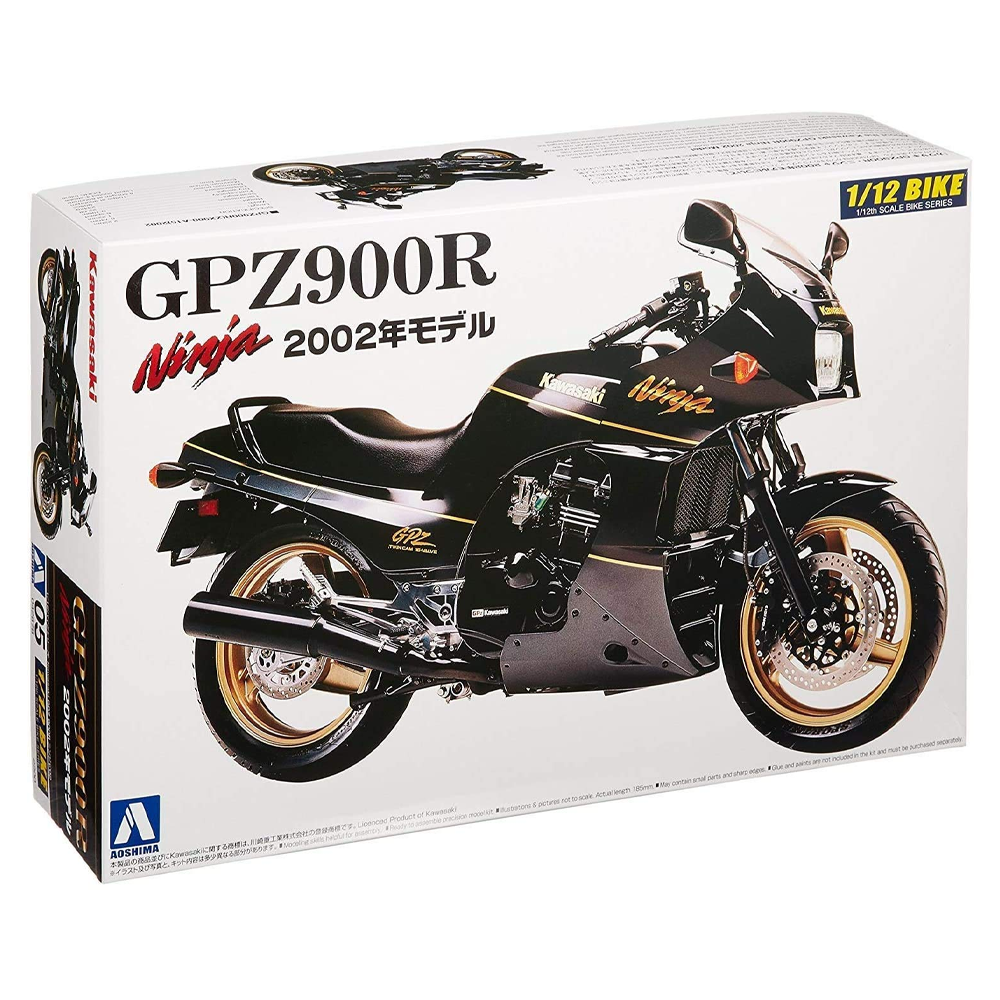 Aoshima: 1/12 Kawasaki GPz900R Ninja '02 Model (Kawasaki) Scale Model Kit #5 - Bards & Cards