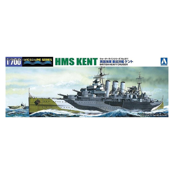 Aoshima: 1/700 HMS Kent (British Heavy Cruiser) Scale Model Kit #811 - Bards & Cards