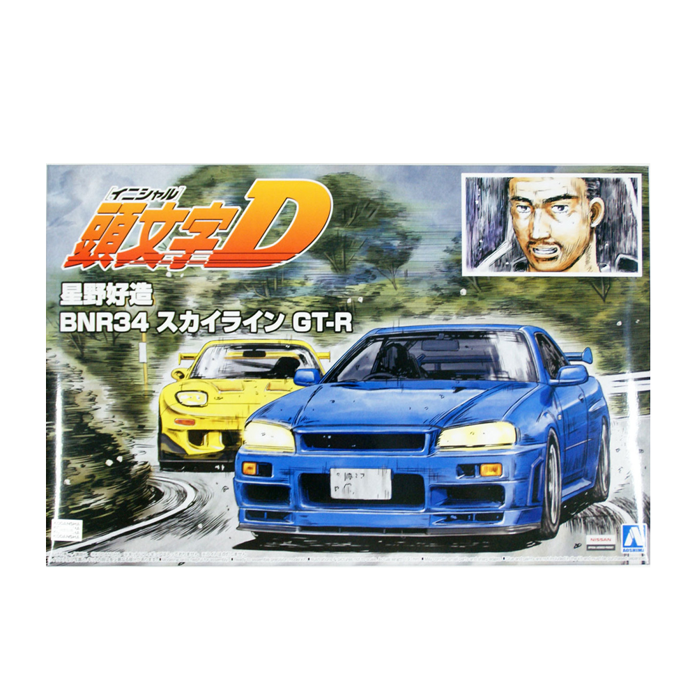 Aoshima: 1/24 Initial D - Hoshino Kozo BNR34 Skyline GT-R Scale Model Kit #9 - Bards & Cards