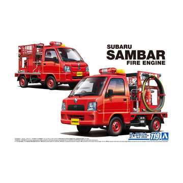 Aoshima: 1/24 Subaru TT2 Sambar Fire Engine '11 Scale Model Kit #119 - Bards & Cards
