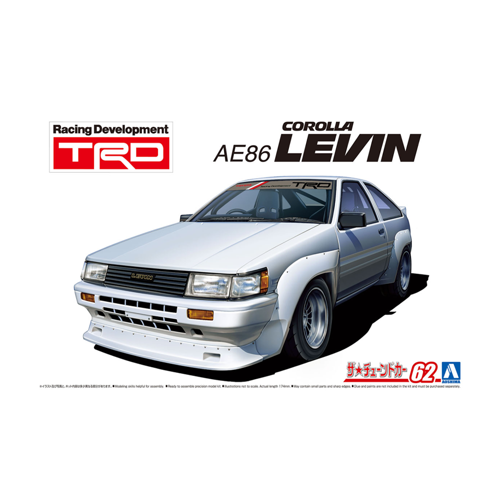 Aoshima: 1/24 TRD AE86 COROLLA LEVIN '83 (TOYOTA) Scale Model Kit #62 - 0