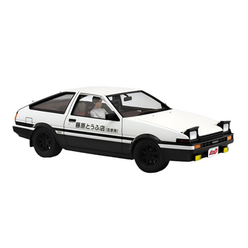 Aoshima: 1/24 Initial D - Takumi Fujiwara AE86 Trueno (Project D Ver.) with Driver Scale Model Kit #14 - Bards & Cards