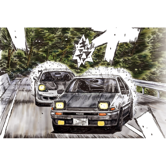 Aoshima: 1/24 Initial D - Takumi Fujiwara AE86 Trueno Comics Vol. 37 Scale Model Kit #6 - Bards & Cards