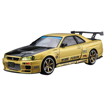 Aoshima: 1/24 Top Secret BNR34 SKYLINE GT-R '02 (Nissan) Scale Model Kit #15 - Bards & Cards