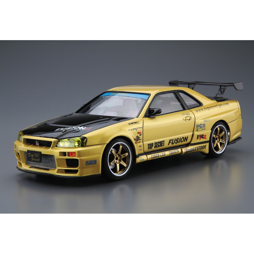 Aoshima: 1/24 Top Secret BNR34 SKYLINE GT-R '02 (Nissan) Scale Model Kit #15 - Bards & Cards