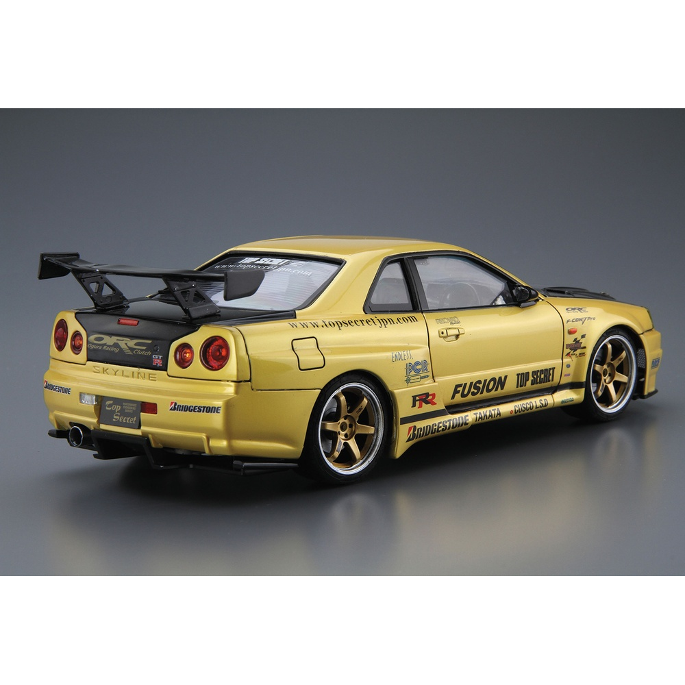 Aoshima: 1/24 Top Secret BNR34 SKYLINE GT-R '02 (Nissan) Scale Model Kit #15 - Bards & Cards