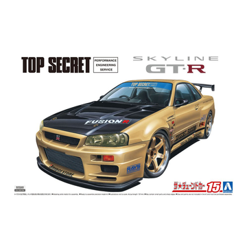 Aoshima: 1/24 Top Secret BNR34 SKYLINE GT-R '02 (Nissan) Scale Model Kit #15 - Bards & Cards