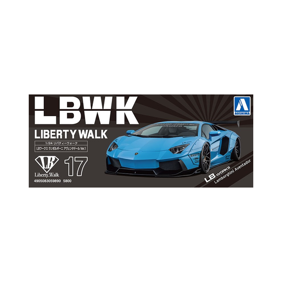 Aoshima: 1/24 LB-Works Lamborghini Aventador Ver. 1 Scale Model Kit #17 - Bards & Cards