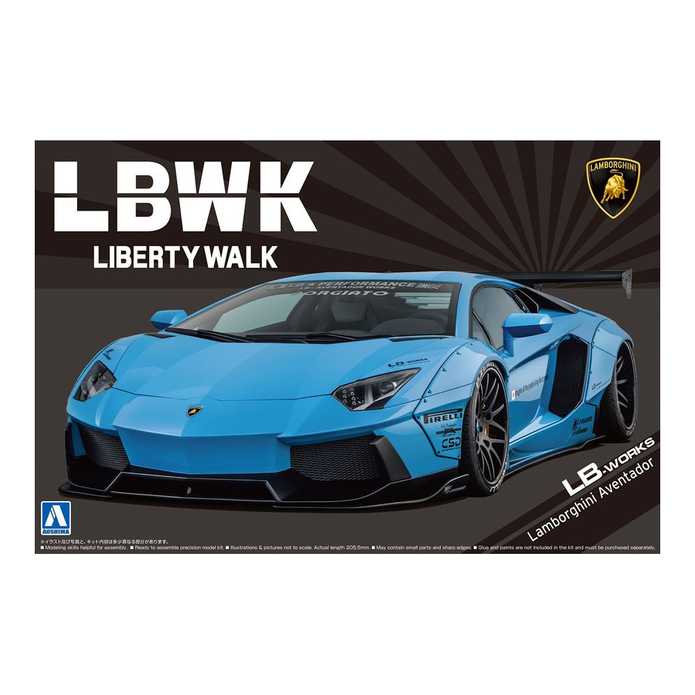 Aoshima: 1/24 LB-Works Lamborghini Aventador Ver. 1 Scale Model Kit #17 - 0