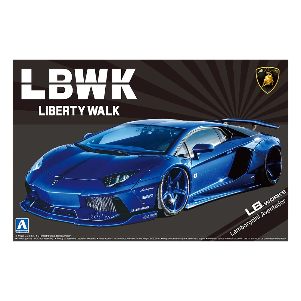 Aoshima: 1/24 LB-Works Liberty Walk Lamborghini Aventador (Ver. 2) Scale Model Kit #18 - 0